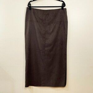 NEW Vintage Yansi Fugel Faux Suede Maxi Skirt Chocolate Brown 16 $180